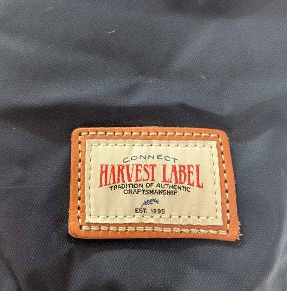 Harvest Label Navy Blue Black Leather Detail Fold over Backpack Travel Bag